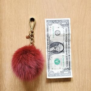 Michael Kors Fur Keychain - Maroon Red